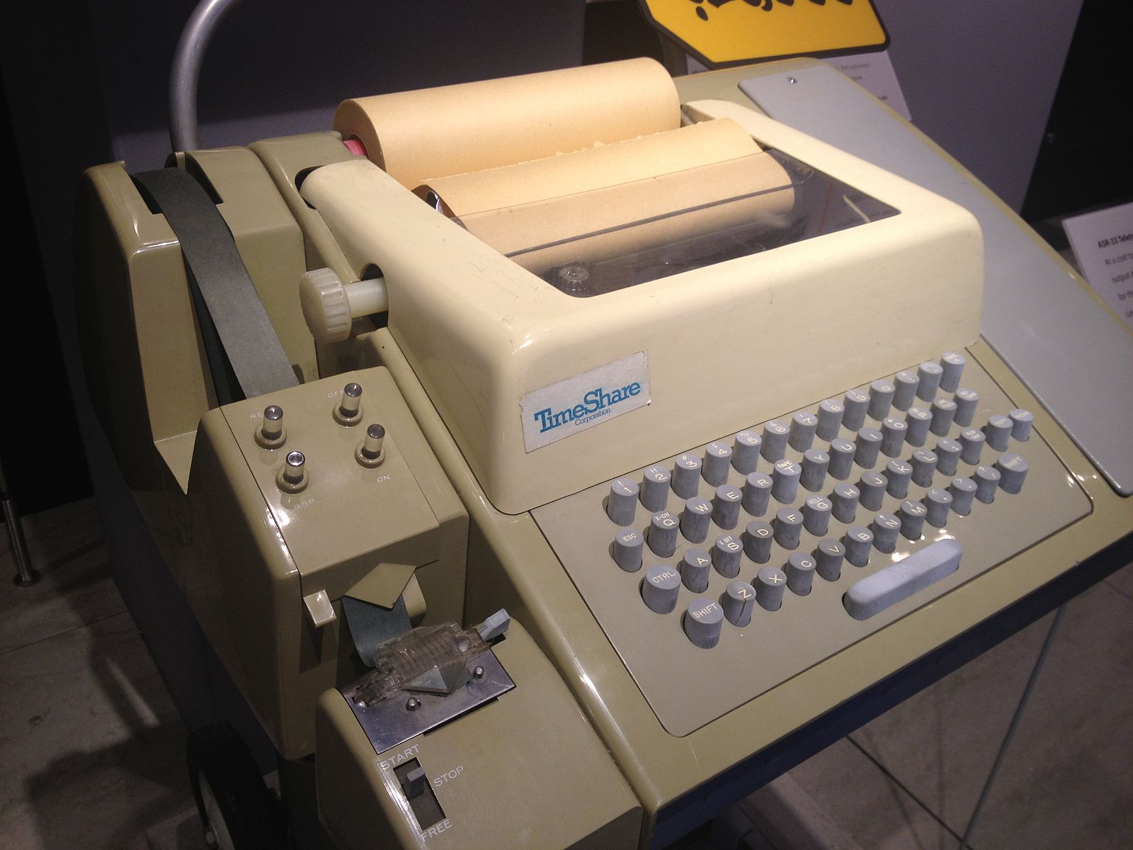 A model 33 ASR terminal from the Teletype Corporation on display at the Computer History Museum, Mountain View, California, USA.