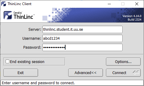 ThinLinc client login